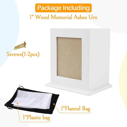 Wooden Pet Memorial Urn with Photo Frame Keepsake Box for Dogs &amp; Cats