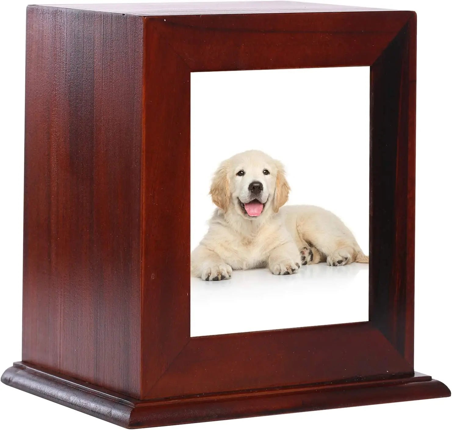Wooden Pet Memorial Urn with Photo Frame Keepsake Box for Dogs &amp; Cats