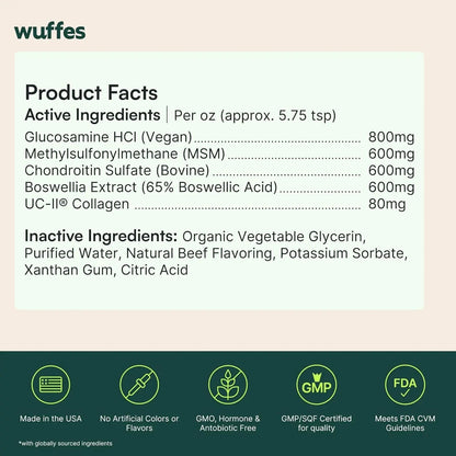 Wuffes Advanced Joint Liquid for Dogs, Hip &amp; Mobility Support 16oz