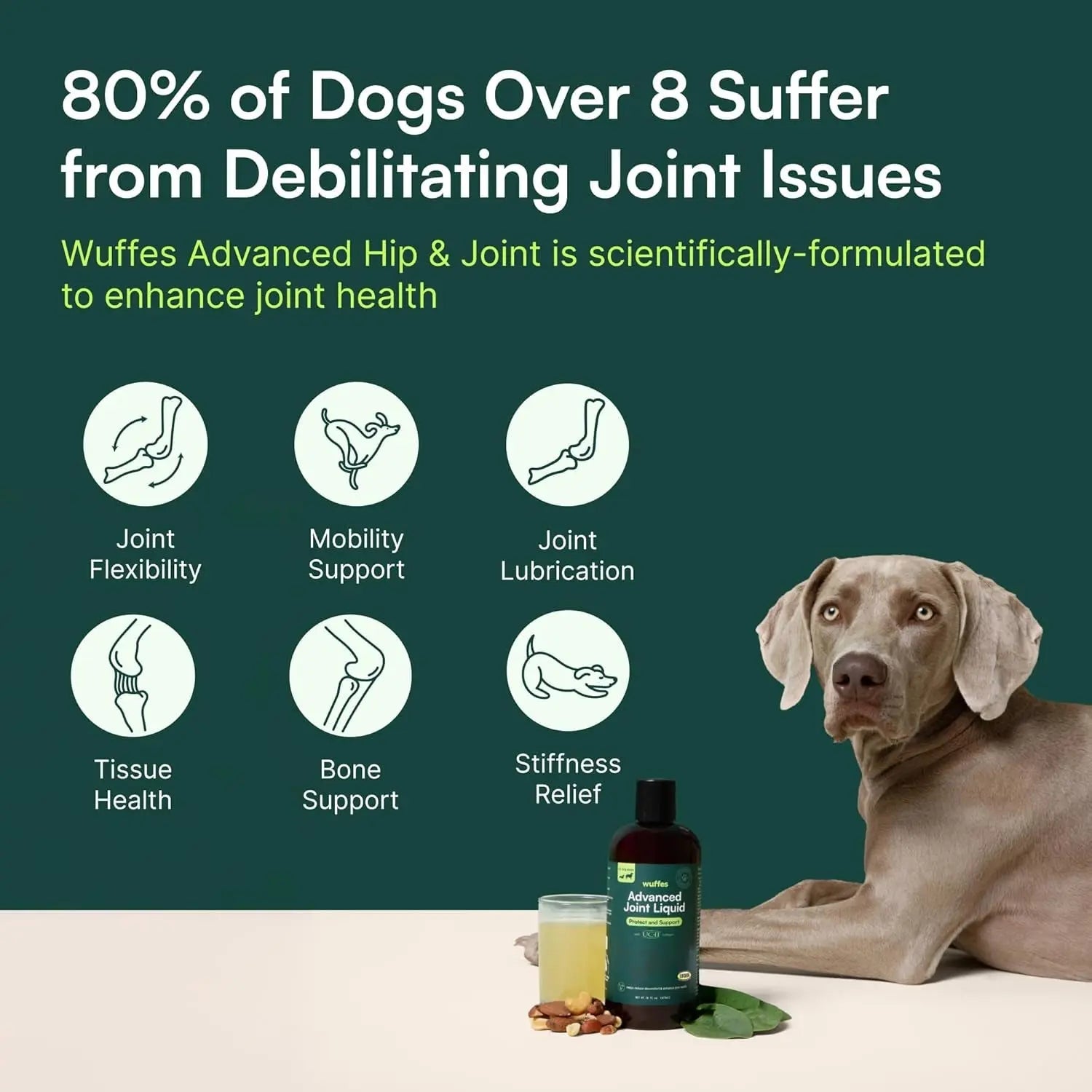Wuffes Advanced Joint Liquid for Dogs, Hip &amp; Mobility Support 16oz