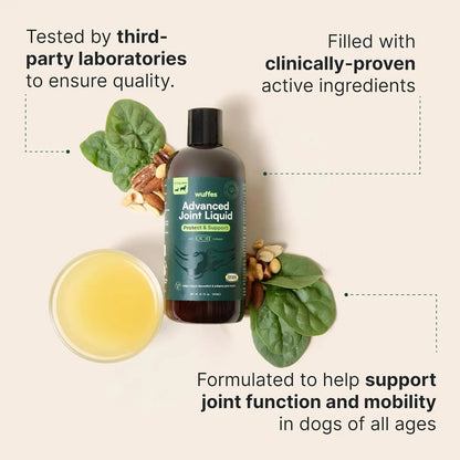 Wuffes Advanced Joint Liquid for Dogs, Hip &amp; Mobility Support 16oz