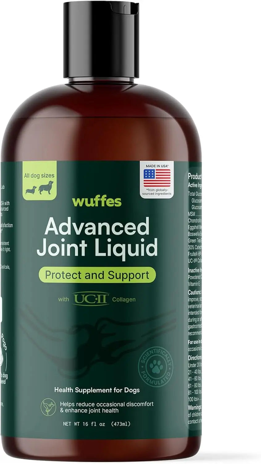 Wuffes Advanced Joint Liquid for Dogs, Hip &amp; Mobility Support 16oz