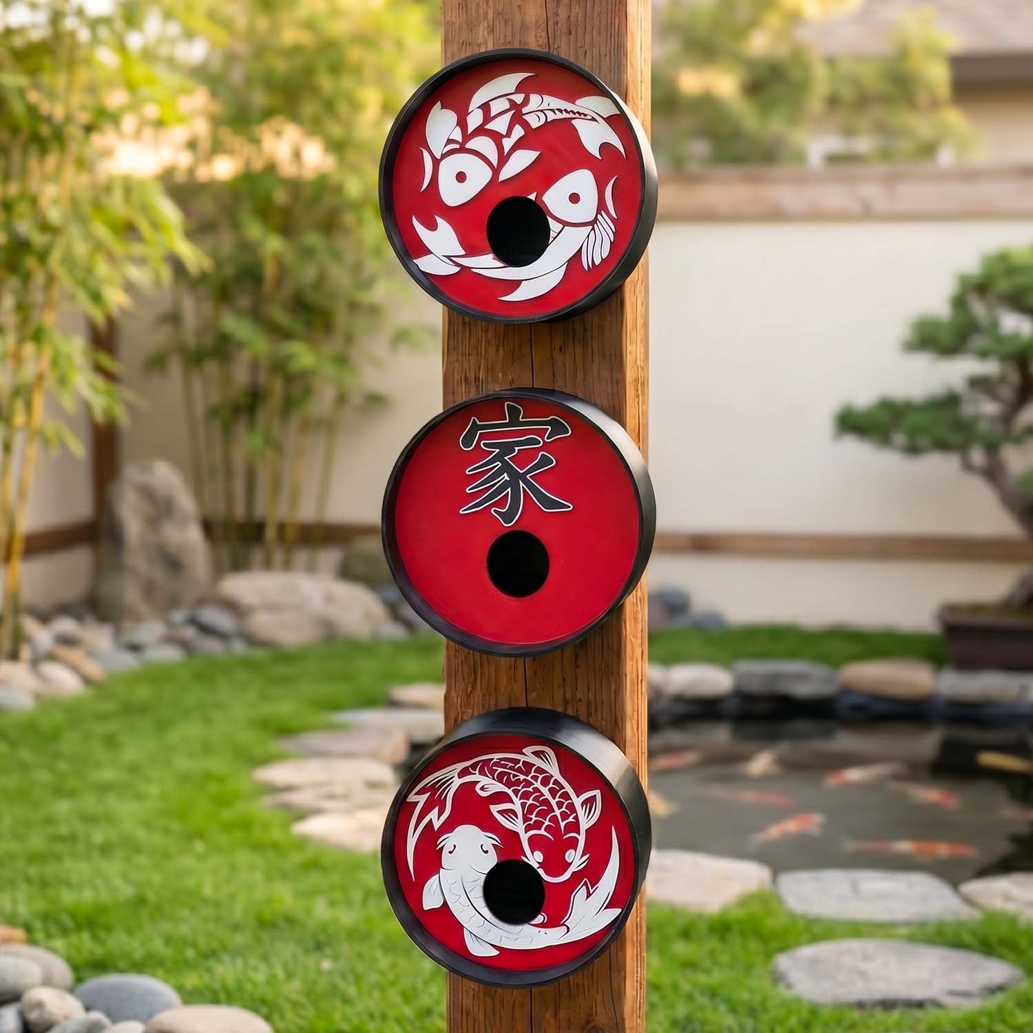 ADG42 Zen Birdhouses | Koi Pond Inspired with Easy Maintenance Clean Out