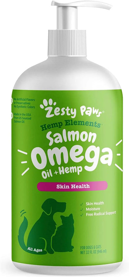 Zesty Paws Wild Alaskan Omega-3 Oil 8.5 oz – Skin &amp; Coat Support for Pets
