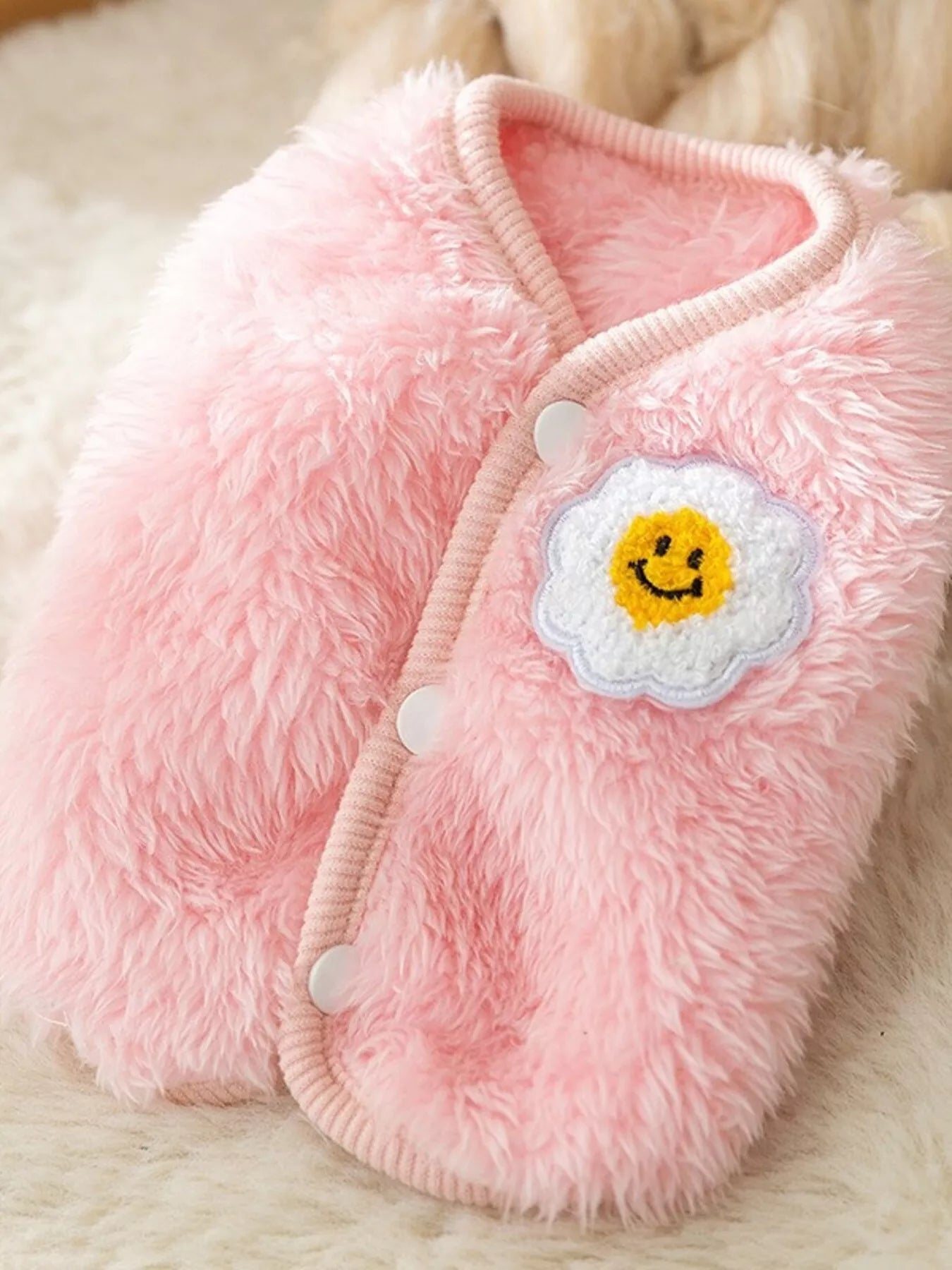 Cozy Plush Pet Sweater with Cute Patch