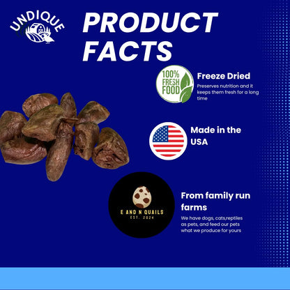 Freeze-Dried Duck Hearts, 3 oz, Single Ingredient Dog &amp; Cat Treats, USA Made