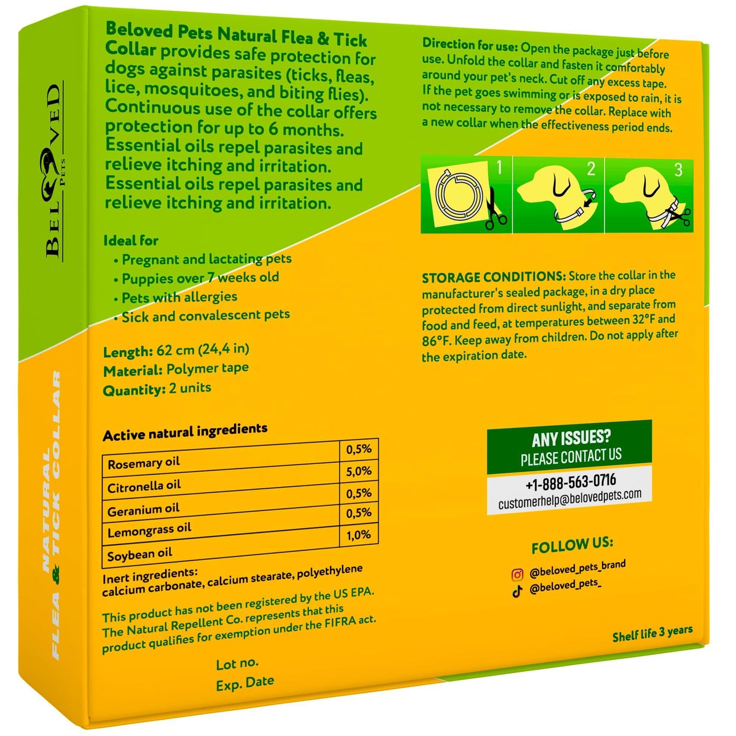 Flea &amp; Tick Collar for Dogs 6-Month Protection Essential Oil 2 Count