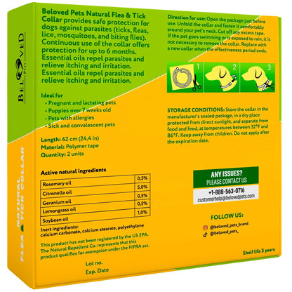 Flea &amp; Tick Collar for Dogs 6-Month Protection Essential Oil 2 Count
