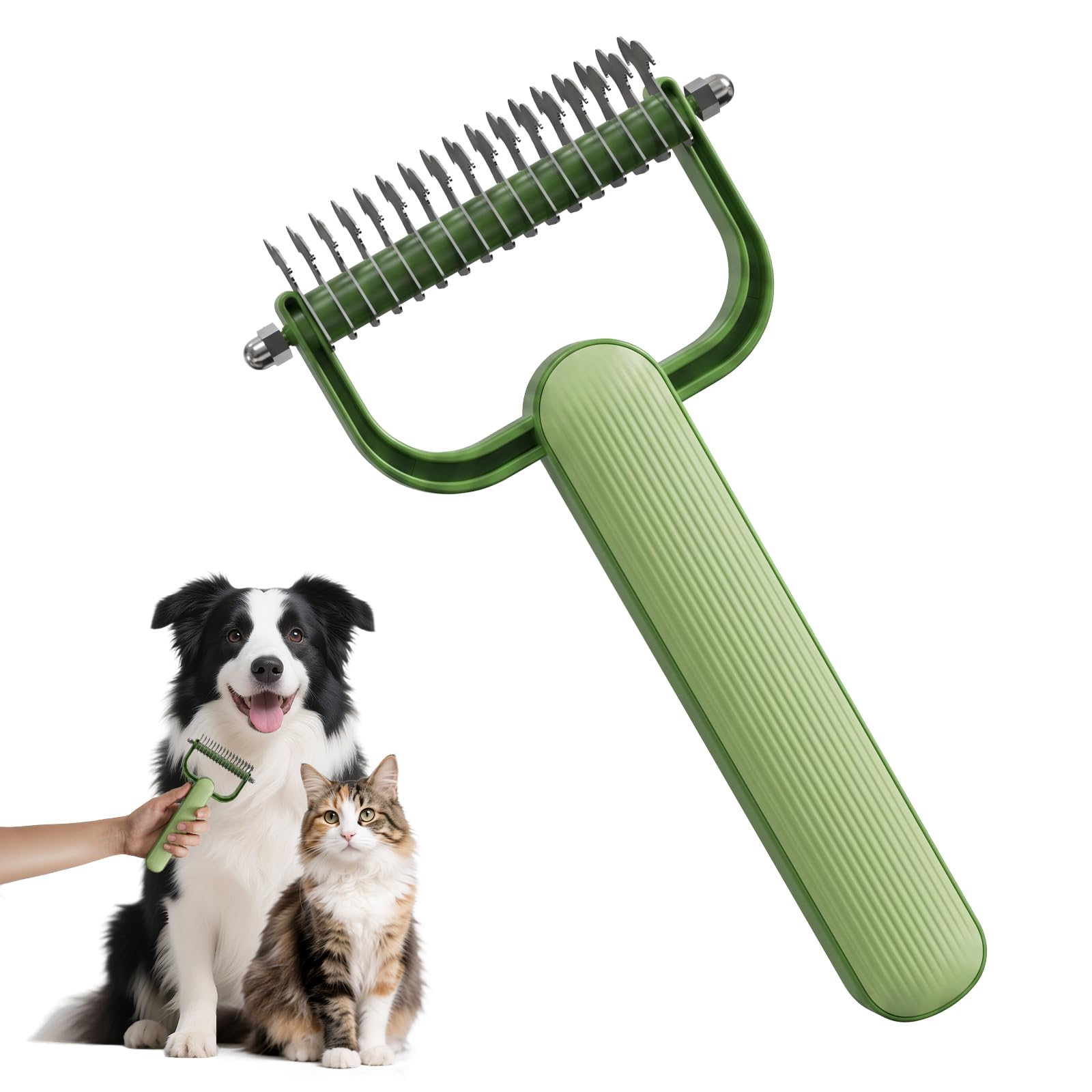 2026 New Double-Sided Dematting Comb For Dogs &amp; Cats, Pet Grooming Tool For Long Haired Thick Double Coat Pets, Undercoat Rake Deshedding Brush For Tangles Matted Shedding Fur
