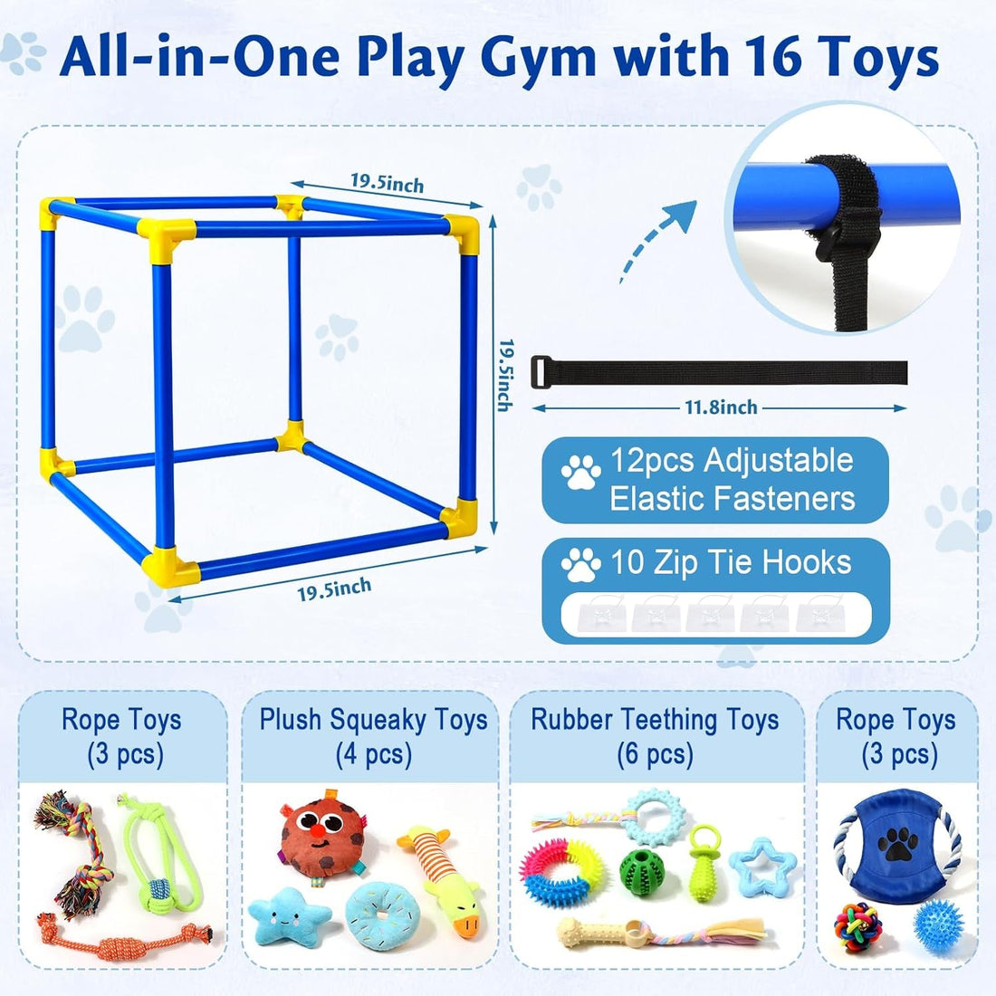 Interactive Puppy Play Gym with 16 Toys Dog Enrichment Activity Center