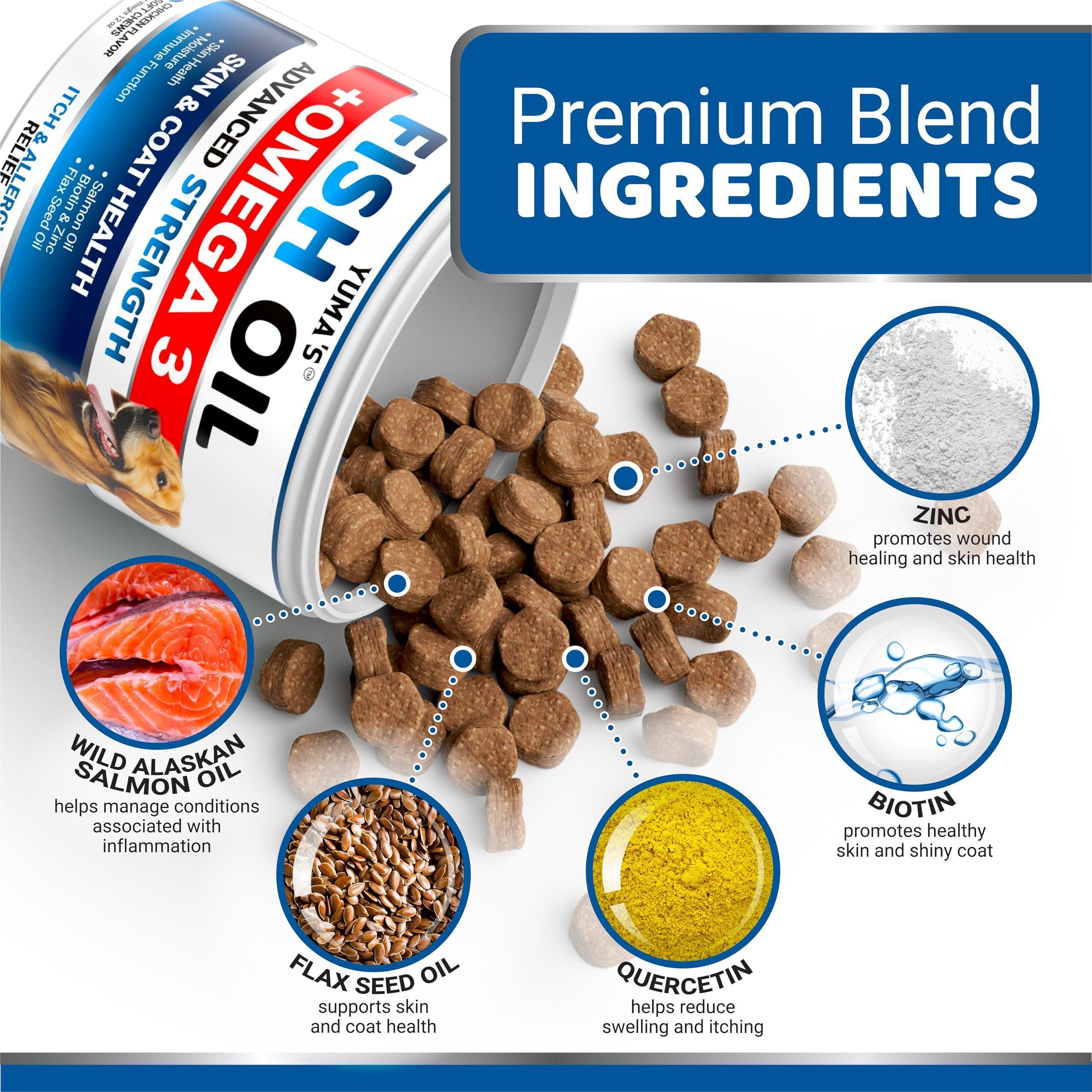 Omega-3 Fish Oil for Dogs 170 Chews Skin &amp; Coat Supplement