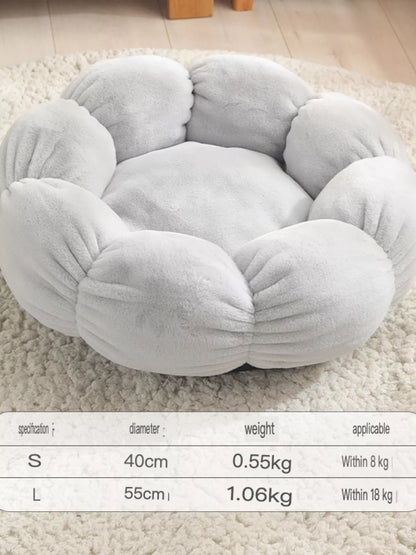 Round Plush Pet Nest with Cloud Pillow