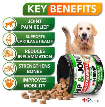 Hemp Hip &amp; Joint Supplement for Dogs Glucosamine 120 Chews