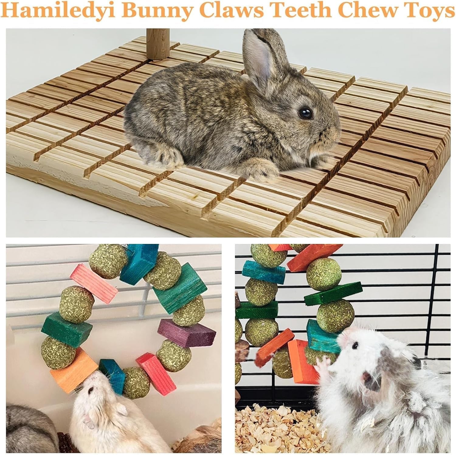 Rabbit Chew Toys Scratch Board Bunny Teeth Grinding Toy Set Small Pet
