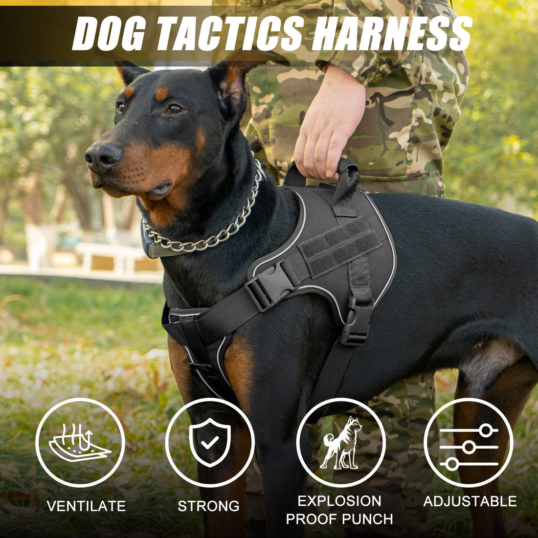 Traction Rope For Large Dogs Breathable Tactical Harness