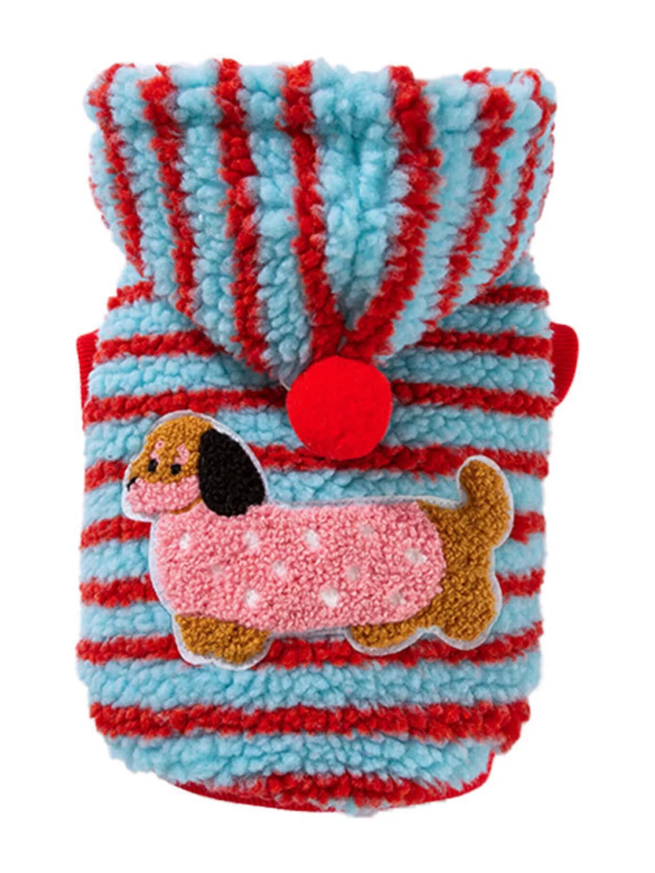 Striped Hooded Plush Pet Sweater