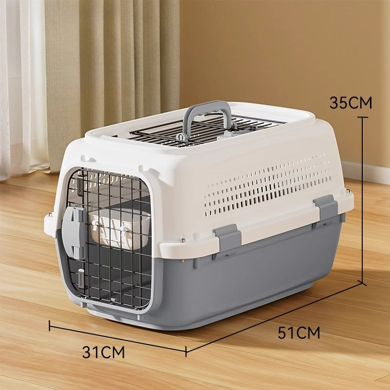 Sided Pet Carrier For Small Dogs &amp; Cats, Airline Approved Travel Crate With Enhanced Security Latches, Front &amp; Top Load Wire Door, Food Bowl For Traveling, Hiking, Camping