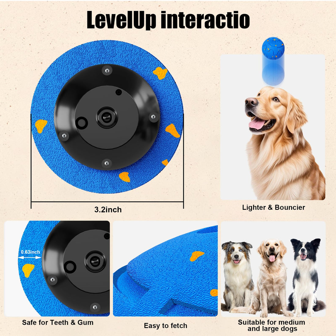 Interactive Dog Ball Toy, Smart Dog Toy For Medium And Large Dogs, Automatic Moving Rotating &amp; Bouncing Ball, Durable E-TPU Material, IP54 Waterproof, Motion-Activated Dog Toy For Active Dogs