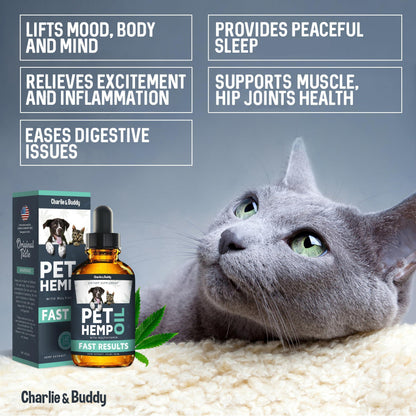 Hemp Oil for Dogs &amp; Cats Anxiety Pain Stress &amp; Sleep Support