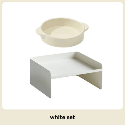 The Pet Bowl Is Made Of Metal, With A Ceramic Base And High Legs To Protect The Cat&