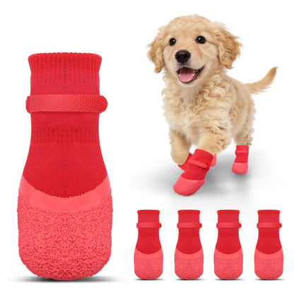 Anti Slip Dog Socks For Hardwood Floors To Prevent Licking Paws, Dog Shoes For Hot Pavement Double Sides Dog Boots &amp; Paw Protectors Booties -4Pcs