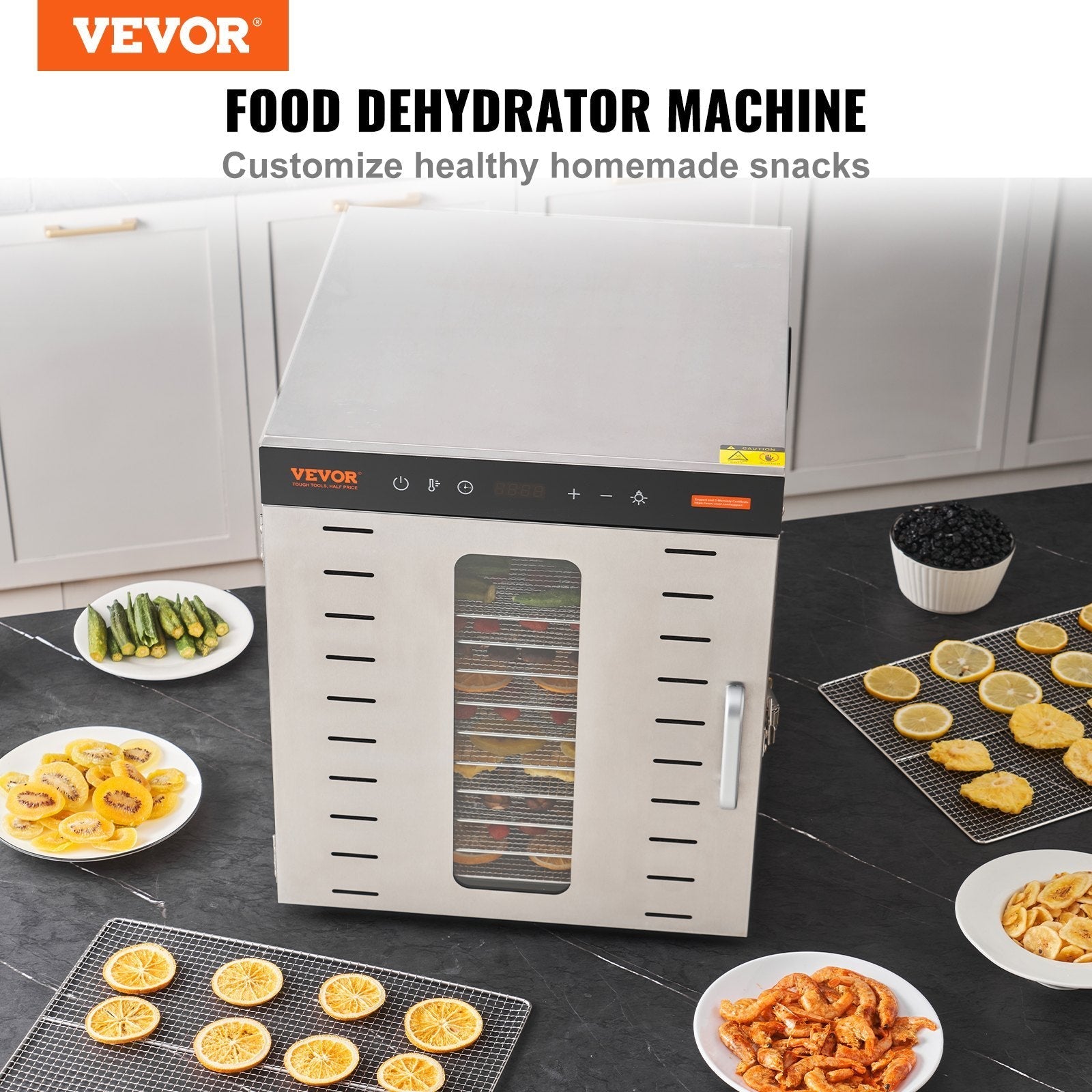 Food Dehydrator Machine, 10 Stainless Steel Trays, 1000W Electric Food Dryer with Digital Adjustable Timer &amp; Temperature for Jerky, Herb, Meat, Beef, Fruit, Dog Treats and Vegetables
