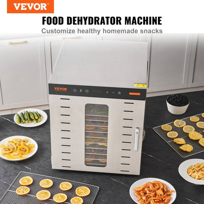 Food Dehydrator Machine, 10 Stainless Steel Trays, 1000W Electric Food Dryer with Digital Adjustable Timer &amp; Temperature for Jerky, Herb, Meat, Beef, Fruit, Dog Treats and Vegetables