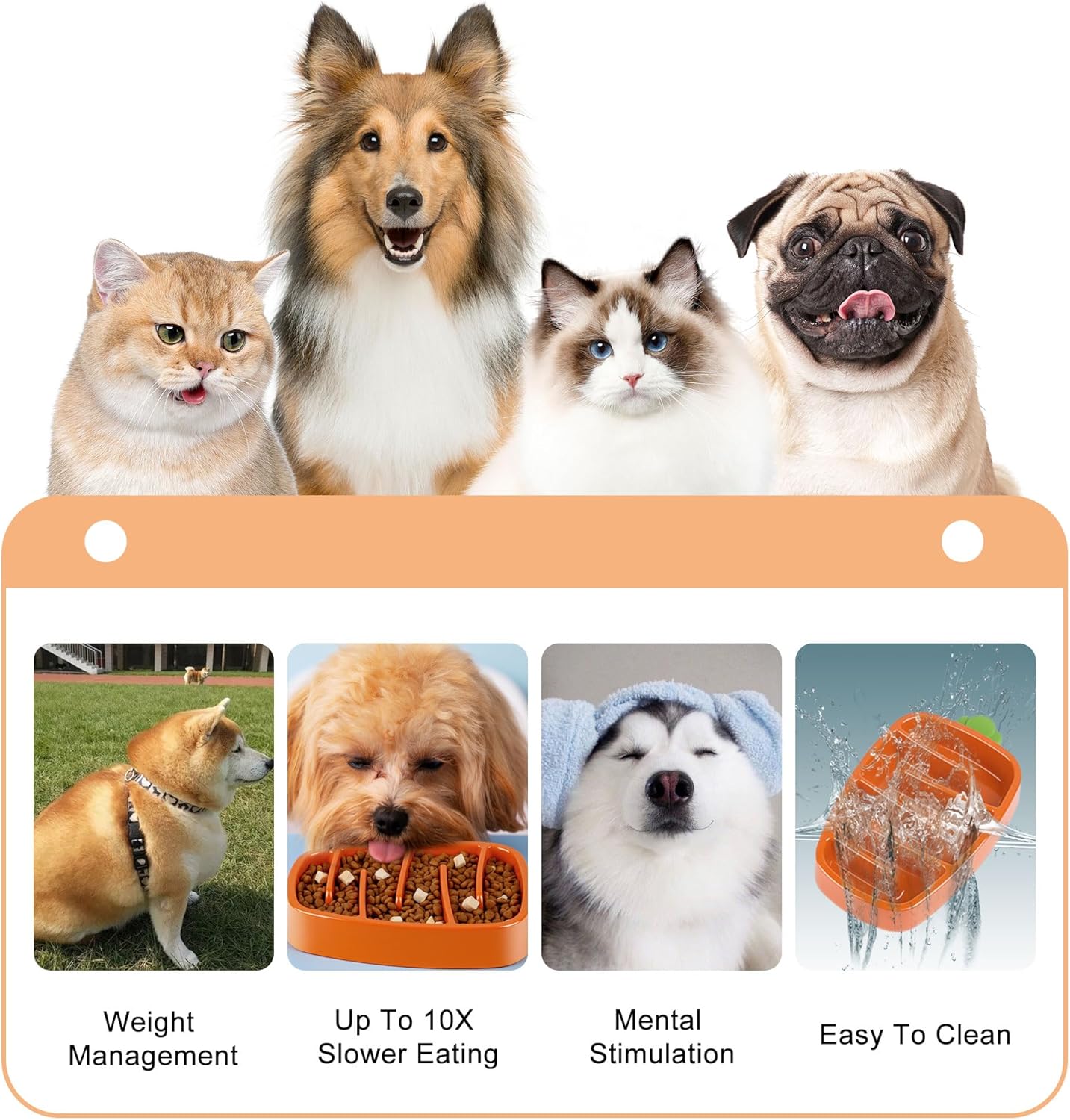 Slow Feeder Dog Bowl, Dog Food Bowl For Small &amp; Medium-Sized Dogs, Carrot Design Dog Bowls,Non-Slip Dog Slow Feeder Bowls, Pet Slow Feeder Bowl For Dry Wet Food