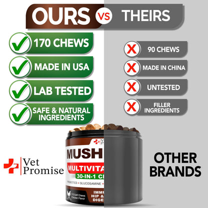 Mushroom Chews for Dogs 340 Count 2-Pack Turkey Tail Lion&