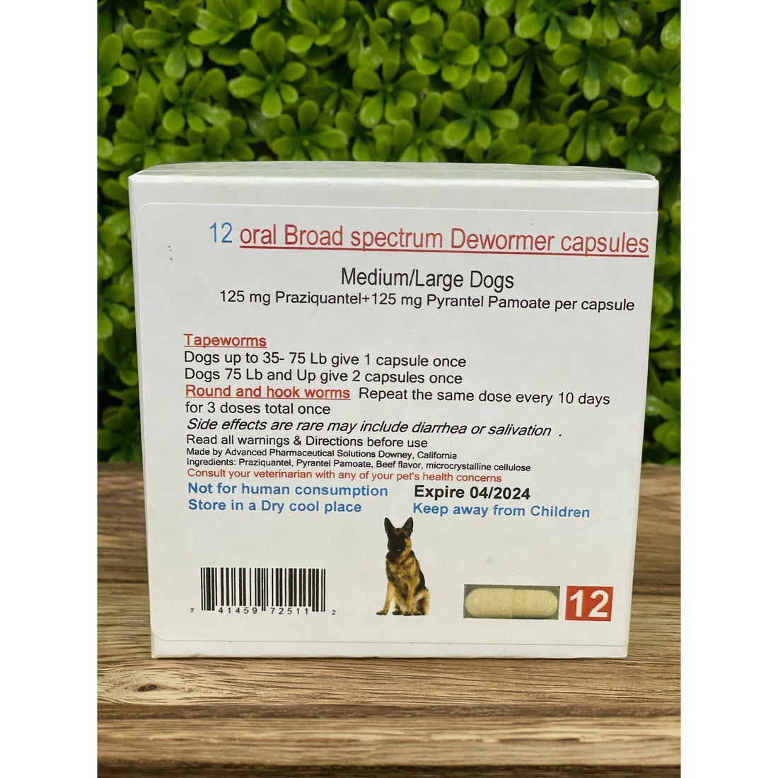 All Wormer Oral Broad Spectrum Dewormer MD/LG Dogs 12 Caps