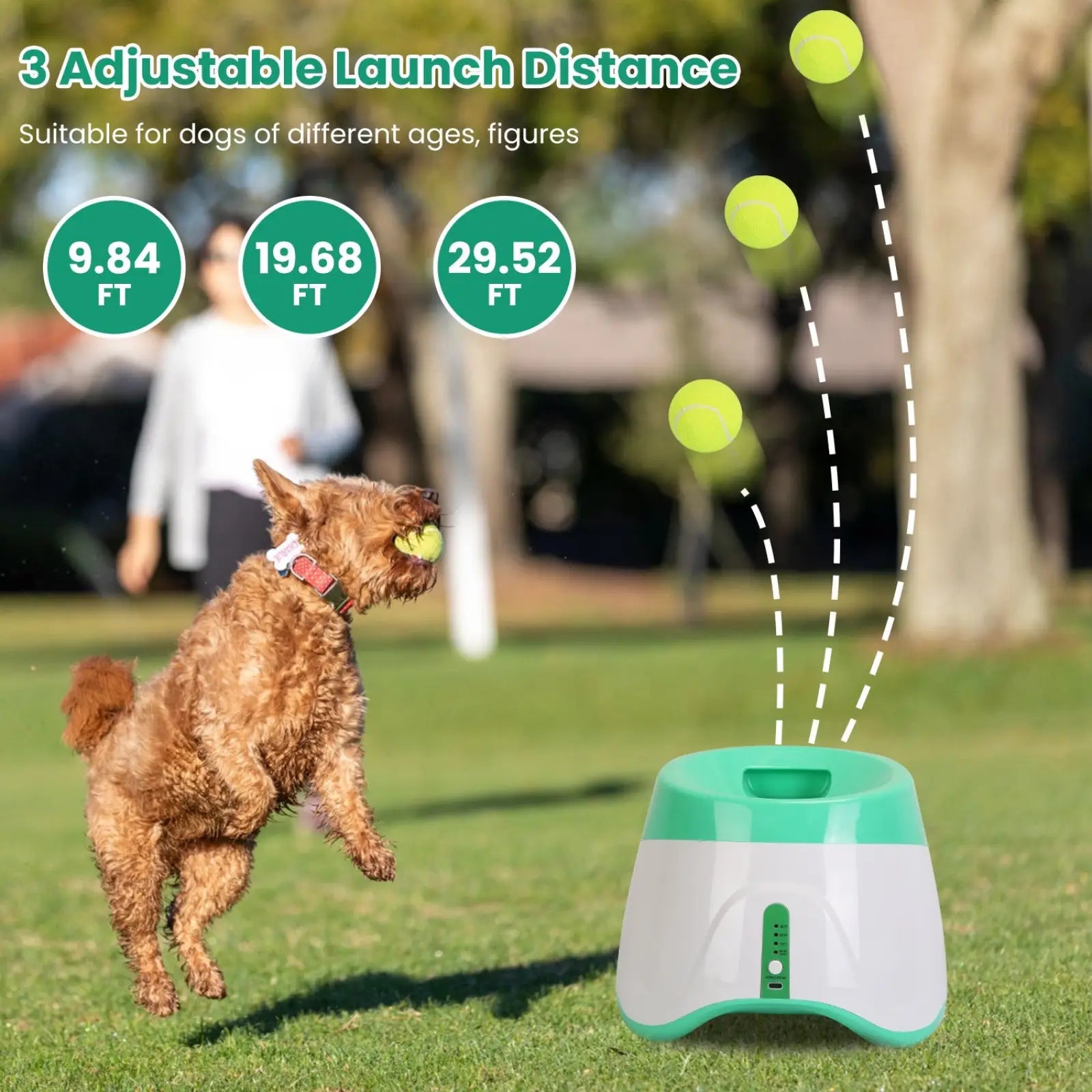 Automatic Dog Ball Launcher with 6 Tennis Balls