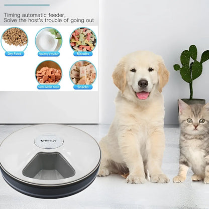 Automatic Pet Feeder 6 Meal Timing Dispenser for Dogs and Cats
