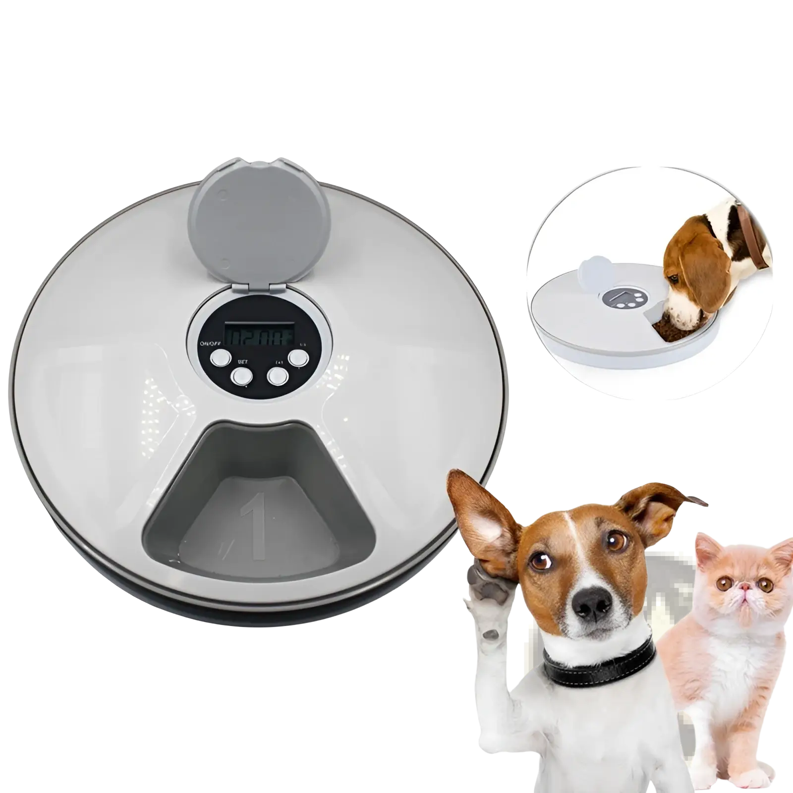 Automatic Pet Feeder 6 Meal Timing Dispenser for Dogs and Cats