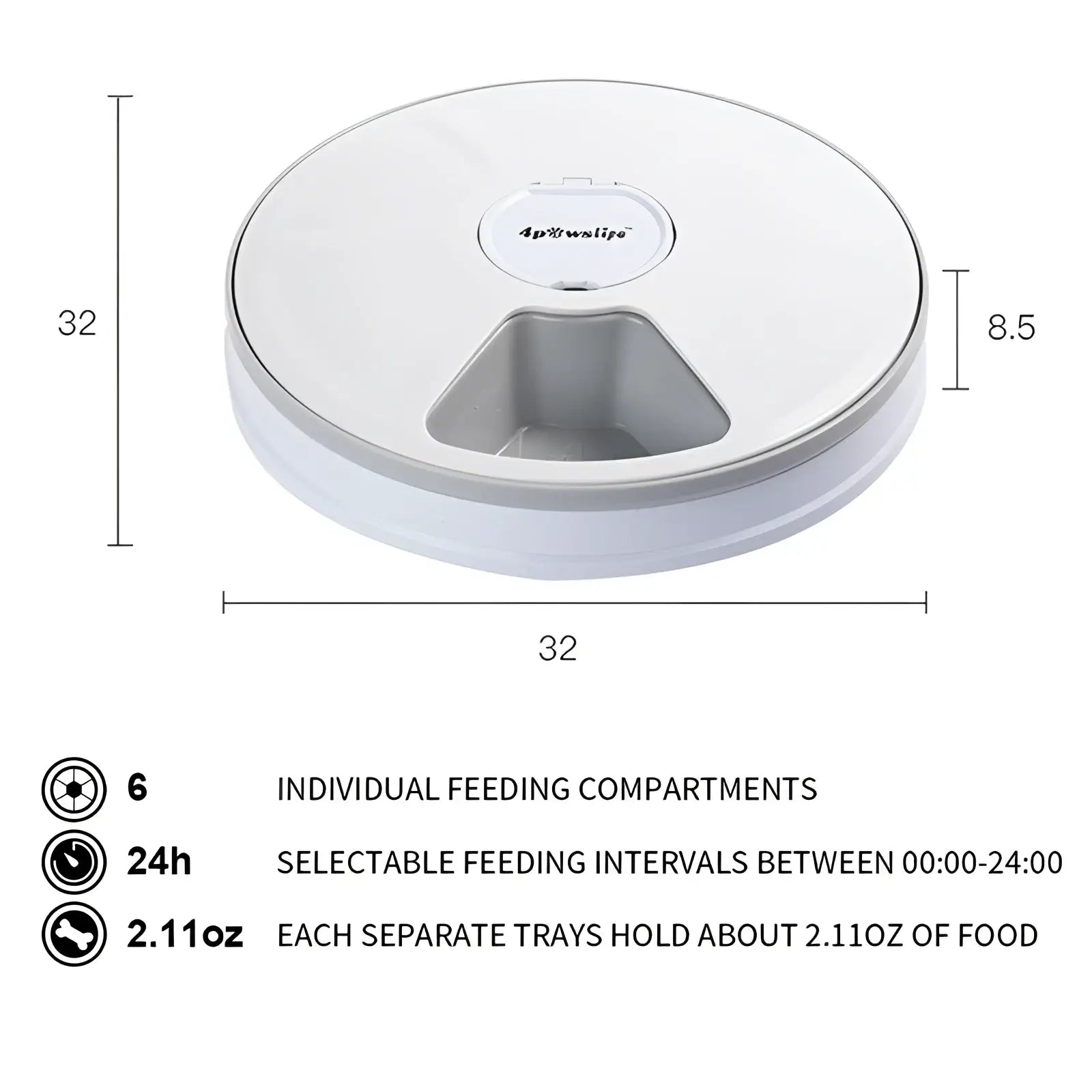 Automatic Pet Feeder 6 Meal Timing Dispenser for Dogs and Cats