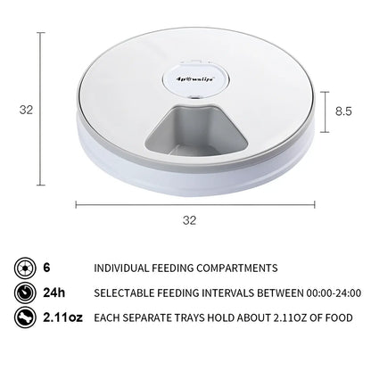 Automatic Pet Feeder 6 Meal Timing Dispenser for Dogs and Cats