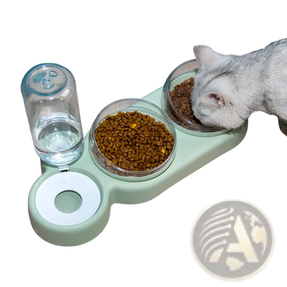 Automatic Pet Feeder and Water Fountain Double Bowl