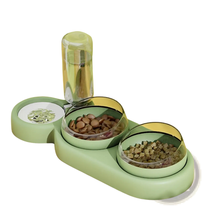 Automatic Pet Feeder and Water Fountain Double Bowl