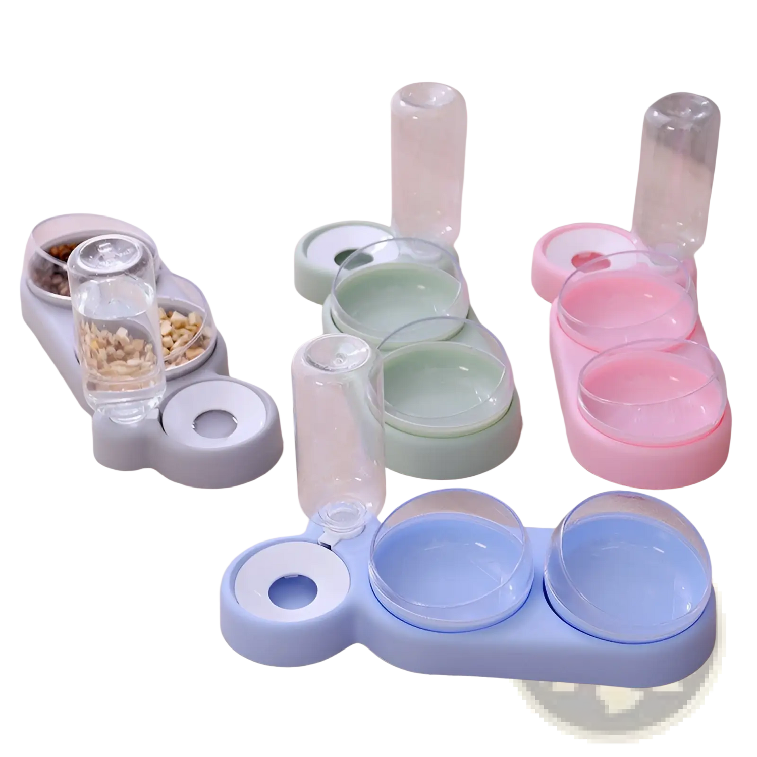 Automatic Pet Feeder and Water Fountain Double Bowl