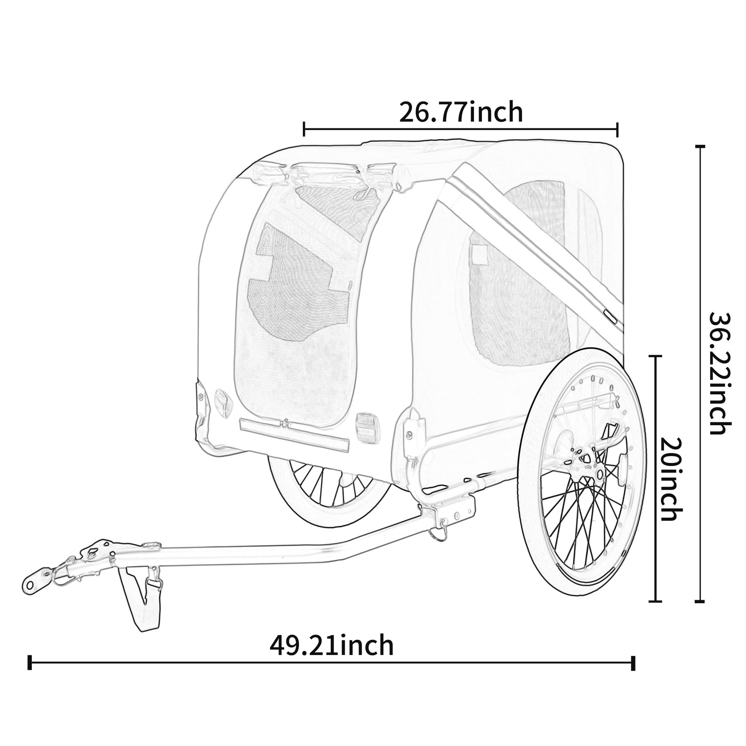 Large Folding Bike Trailer for Dogs – 66LB Capacity All-Terrain Pet Carrier, Durable Steel Frame for Cycling, Jogging, Camping &amp; Outdoor Adventures, Black- Gray