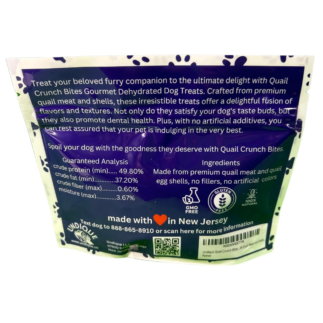 Quail Crunch Bites: Gourmet Dehydrated Dog Treats with Quail Meat &amp; Shells | Premium Healthy Dog Treats for Training | Organic Ingredients for a Happy Palate