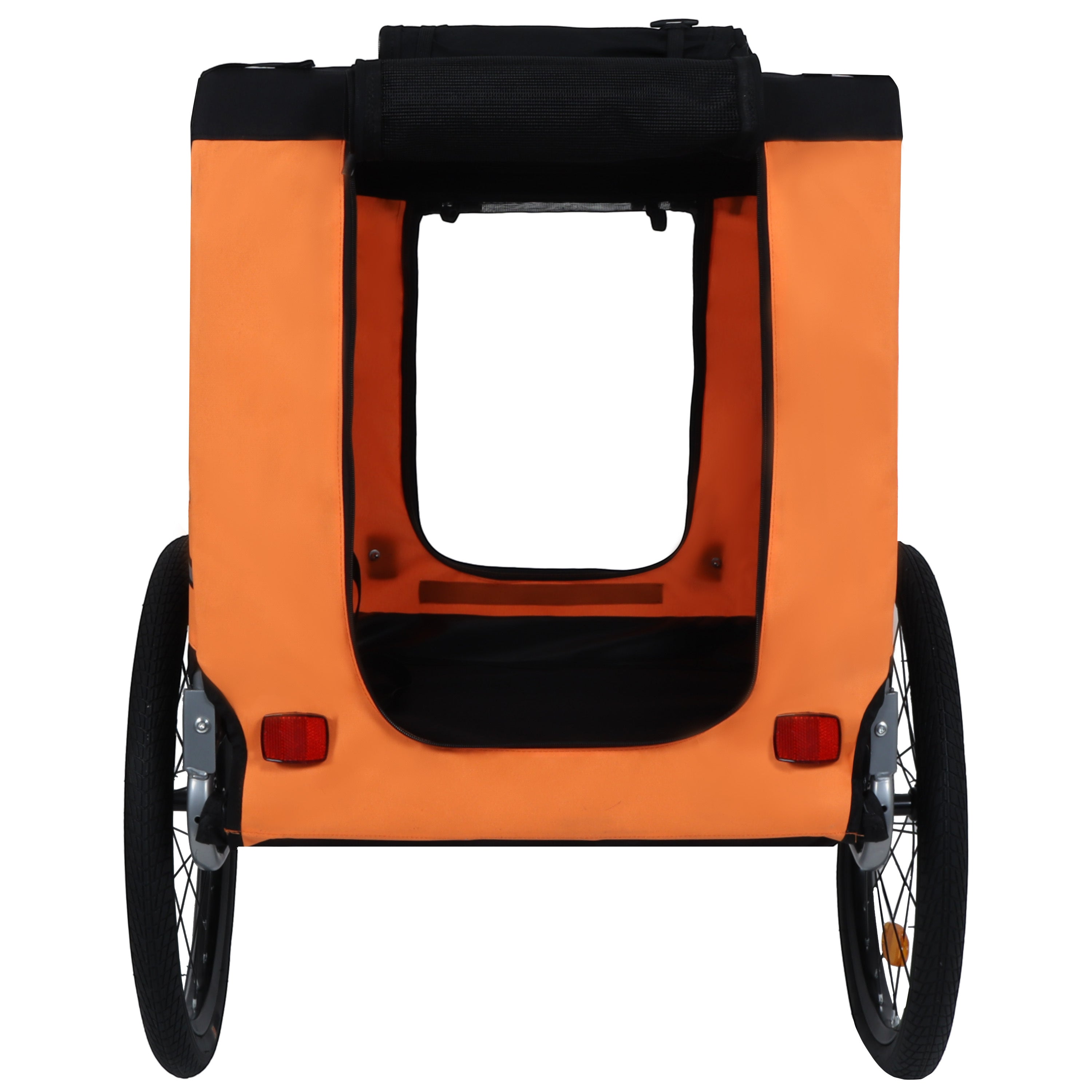 Large Folding Bike Trailer for Dogs – 66LB Capacity All-Terrain Pet Carrier, Durable Steel Frame for Cycling, Jogging, Camping &amp; Outdoor Adventures, Black-Orange