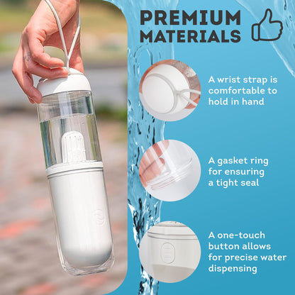 Portable Dog Water Bottle Dispenser 12 oz Silicone Strap &amp; Filter