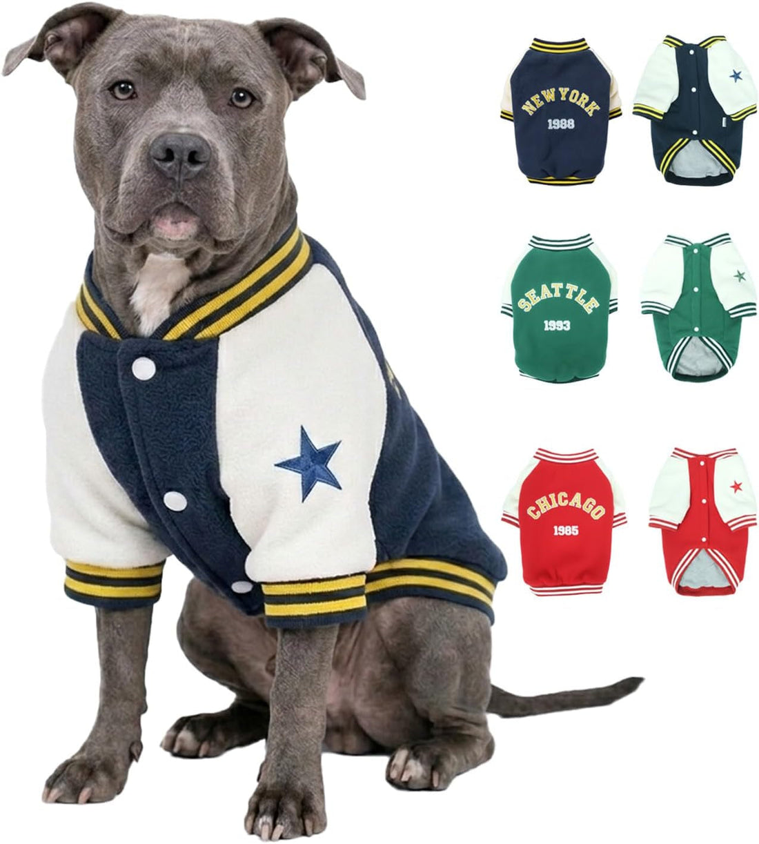 Warm Dog Varsity Jacket Heavyweight Fleece Pet Coat Small-4XL