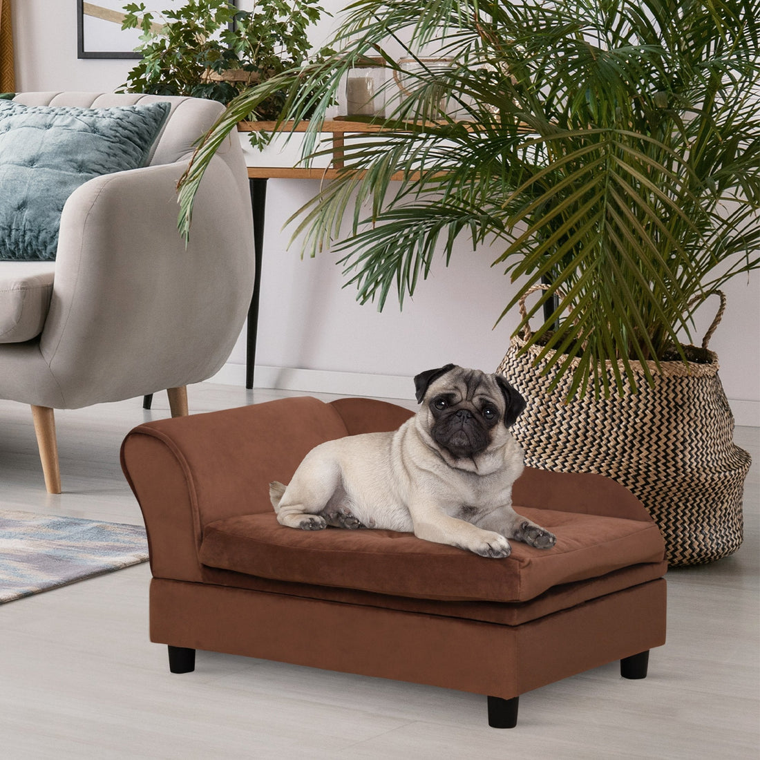 PawHut Luxury Fancy Dog Bed for Small Dogs with Hidden Storage