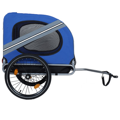 Large Folding Bike Trailer for Dogs – 66LB Capacity All-Terrain Pet Carrier, Durable Steel Frame for Cycling, Jogging, Camping &amp; Outdoor Adventures, Blue-Gray
