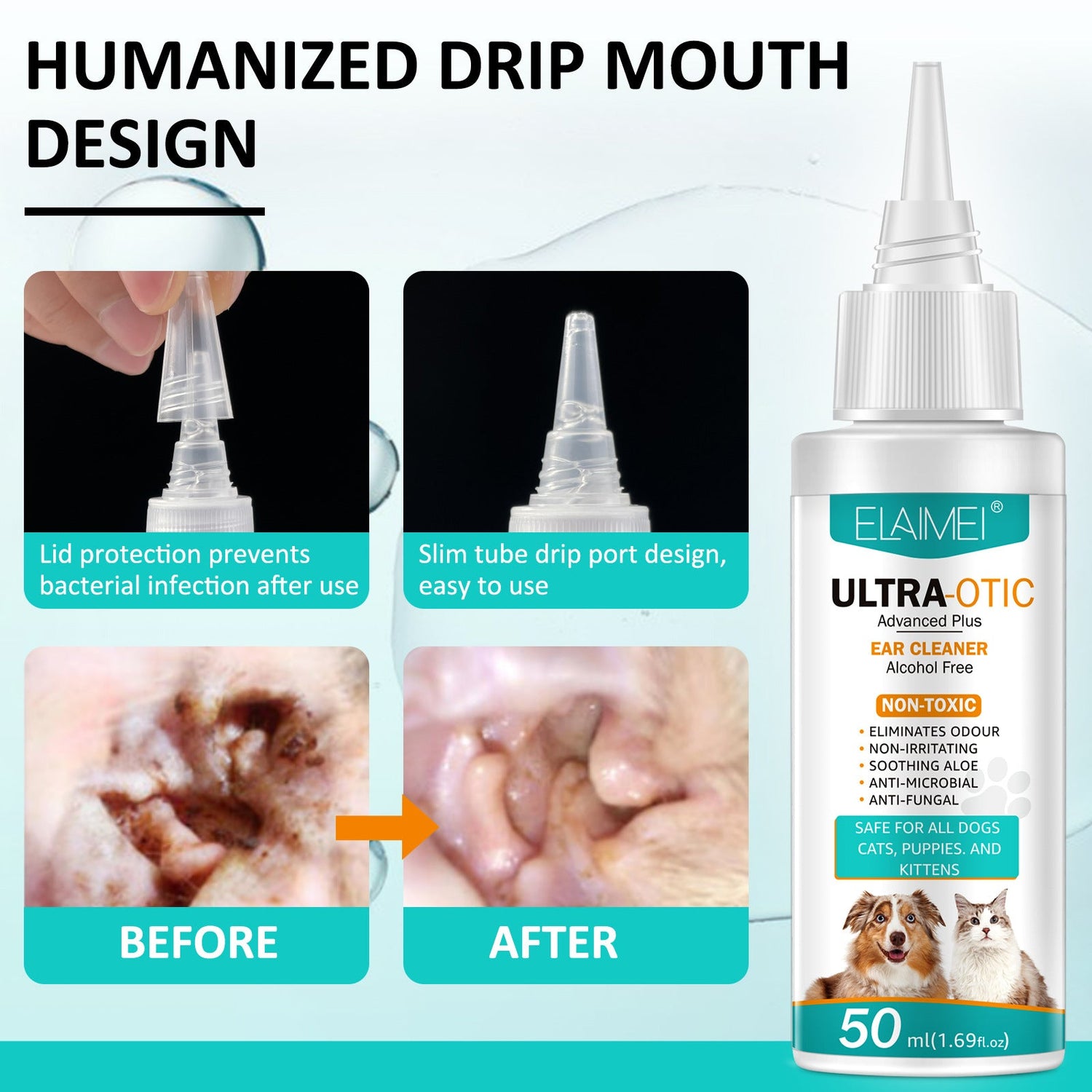Pet Ear Cleaner – Gentle Ear Cleaning Solution for Dogs &amp; Cats | Removes Wax, Mites &amp; Prevents Infections