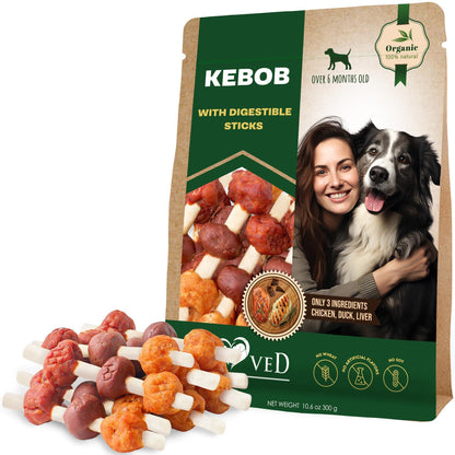 Kabob Dog Treats Duck &amp; Chicken Rawhide-Free &amp; Grain-Free Dental Support