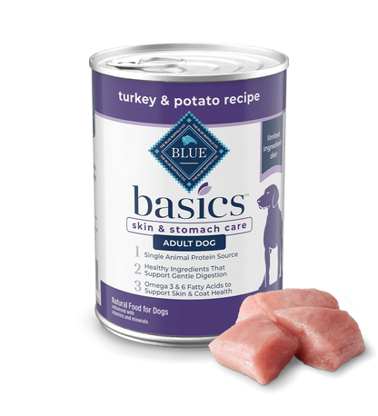 Blue Buffalo Basics Adult Grain-Free Turkey &amp; Potato, Limited Ingredient Diet Wet Dog Food (12.5oz)