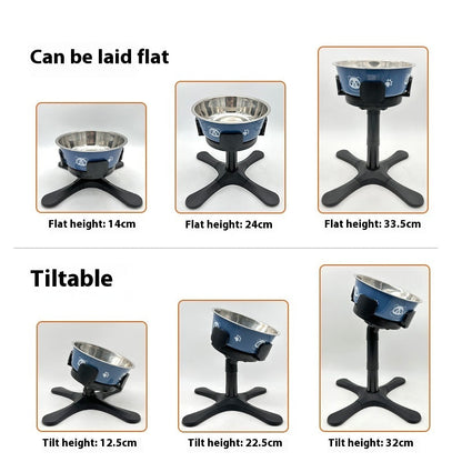 Pet Dog Bowl Bracket Lifting Adjustable Heightening Anti-tumble