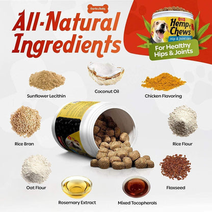 Hemp Hip &amp; Joint Supplement for Dogs 120 Count Glucosamine